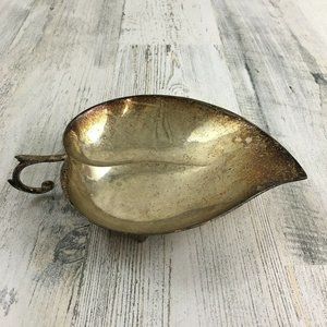 Vintage SG England Silver Guild Silverplate Leaf Candy Dish A1 Plate Feet
